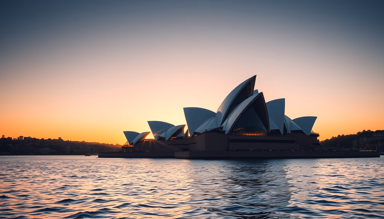 sydney opera house dawn in editorial style