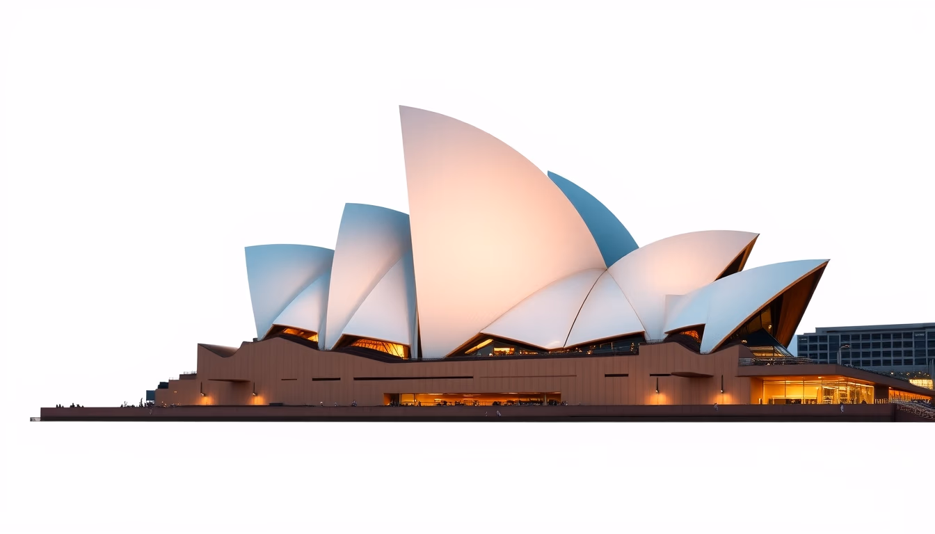sydney opera house dawn in editorial style