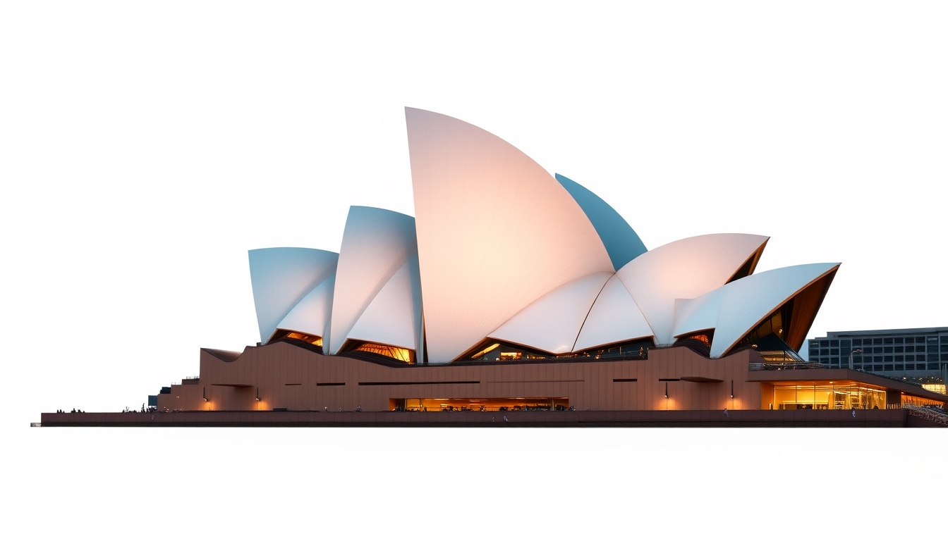 sydney opera house dawn in editorial style