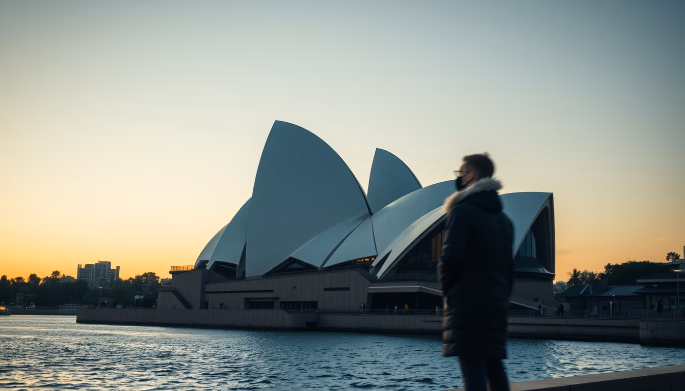 sydney opera house dawn in editorial style
