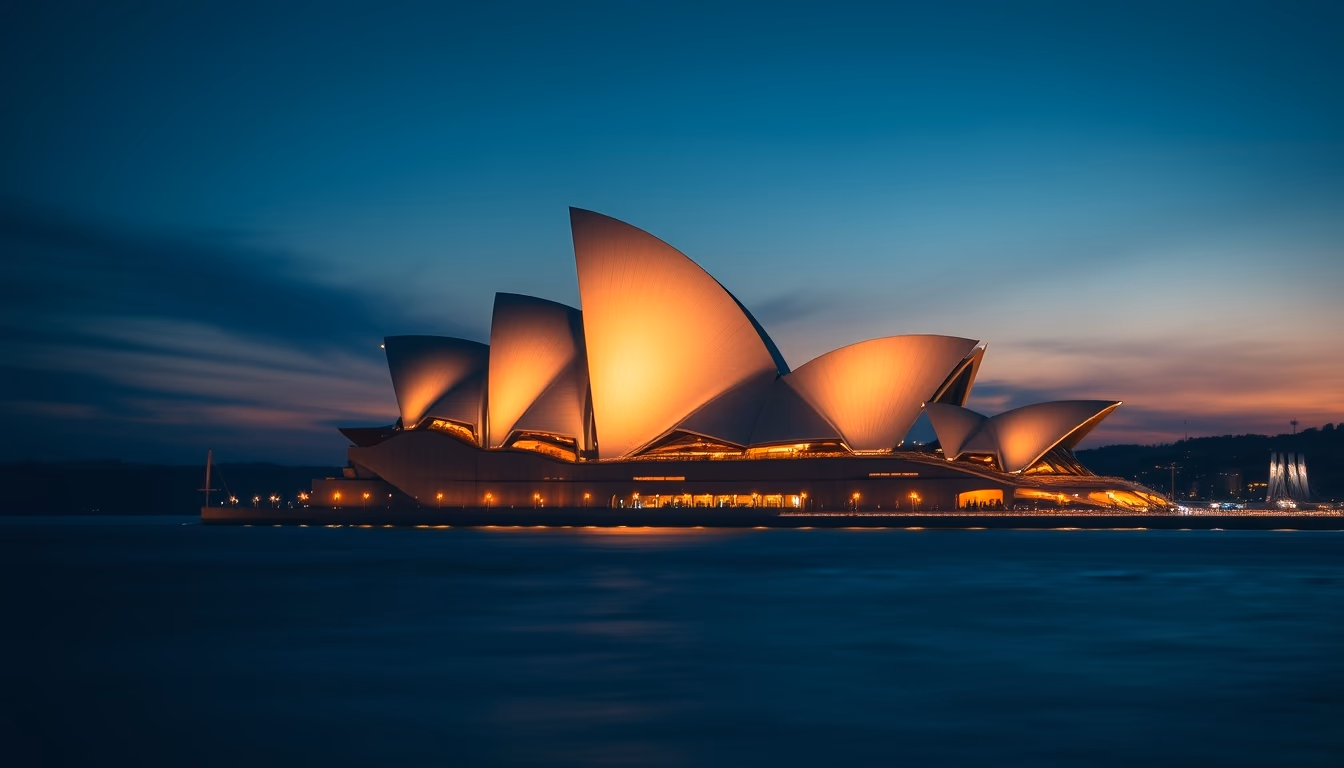sydney opera house dawn in editorial style