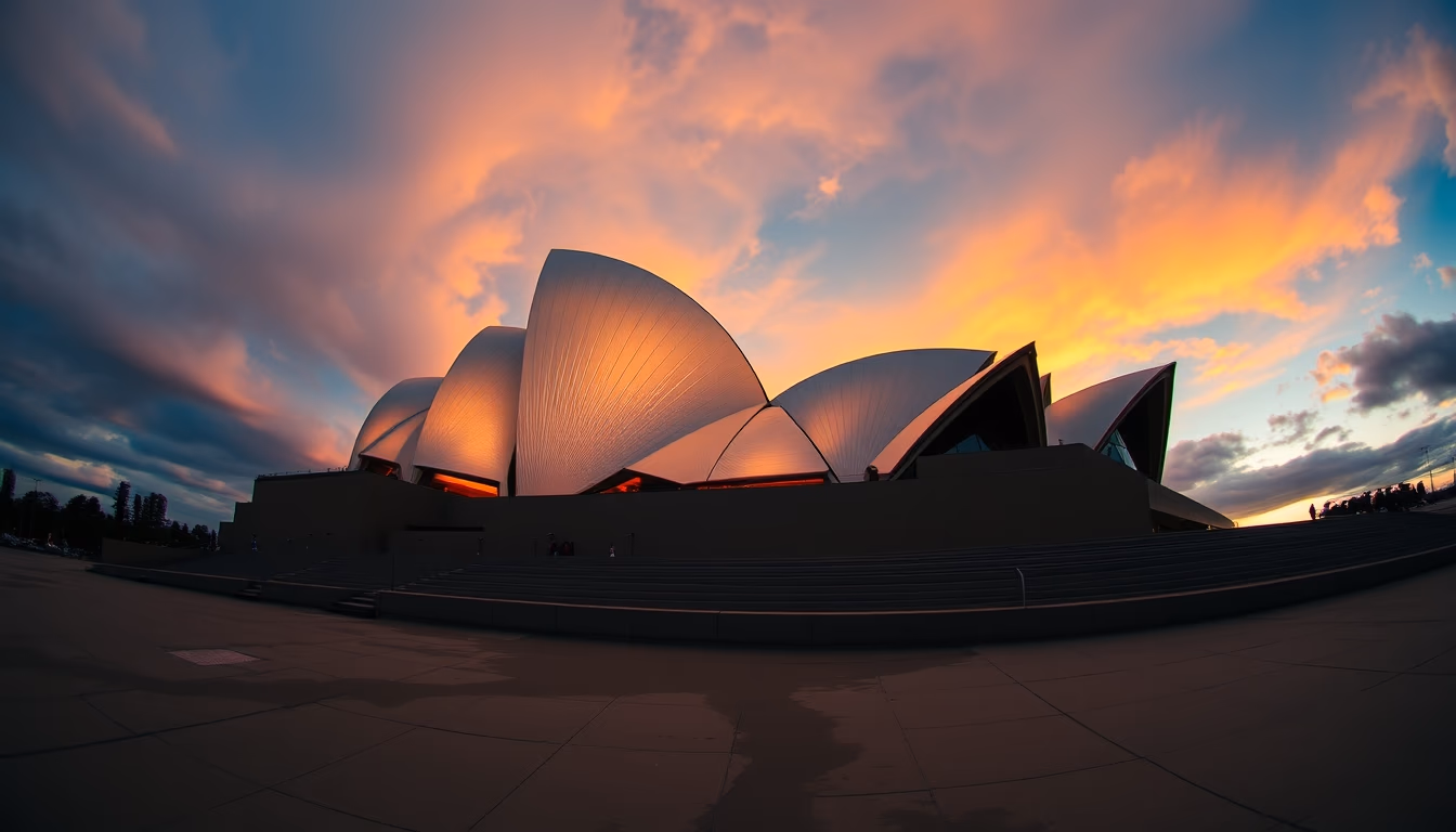 sydney opera house dawn in editorial style