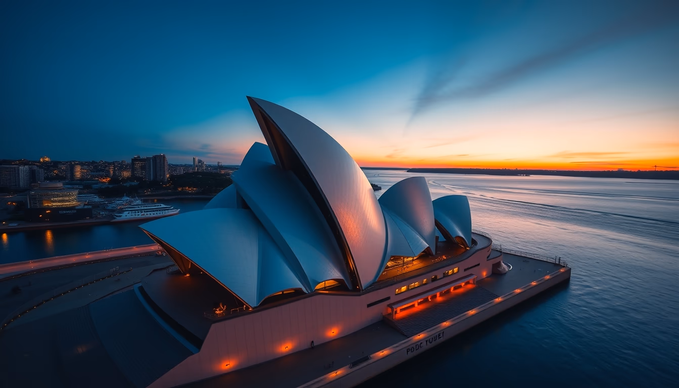 sydney opera house dawn in editorial style