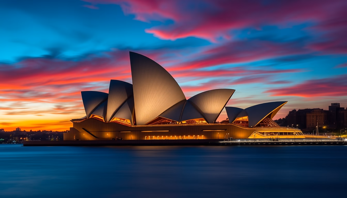 sydney opera house dawn in editorial style