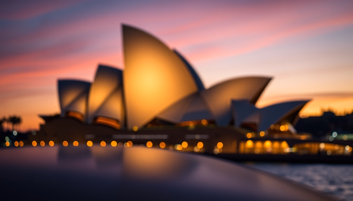 sydney opera house dawn in editorial style