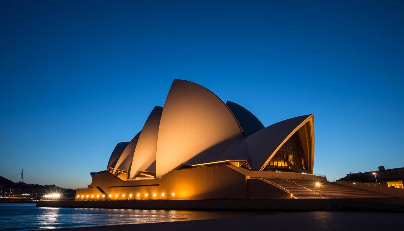 sydney opera house dawn in editorial style