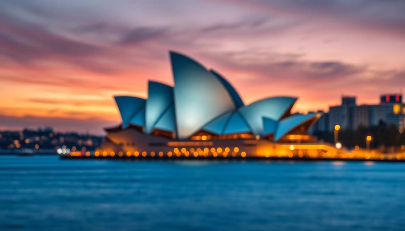sydney opera house dawn in editorial style