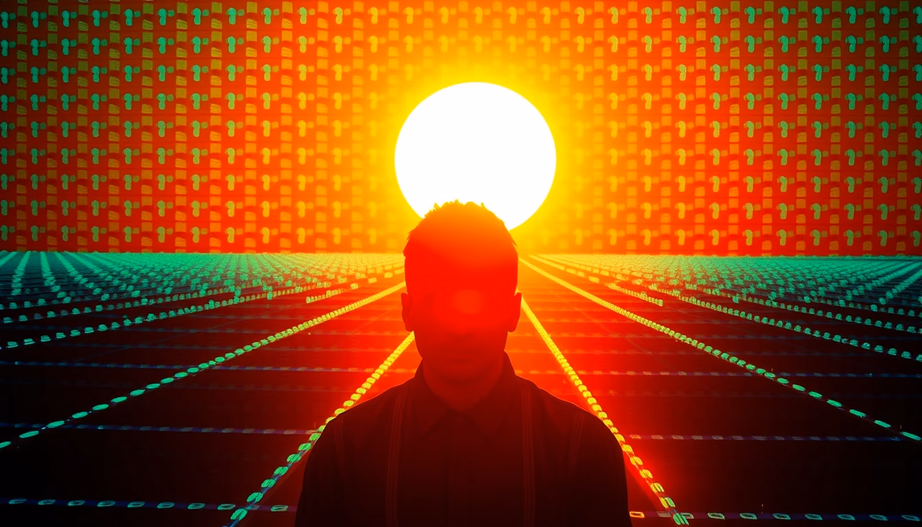 synthwave grid sun in editorial style