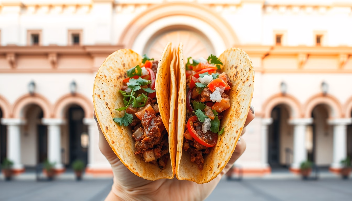 tacos al pastor mexican in editorial style