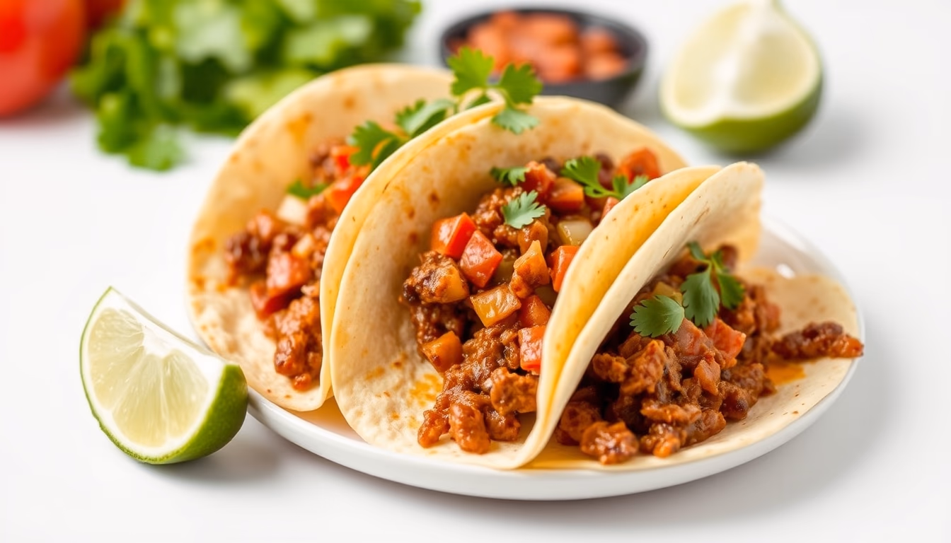 tacos al pastor mexican in editorial style