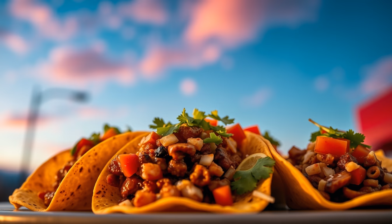 tacos al pastor mexican in editorial style