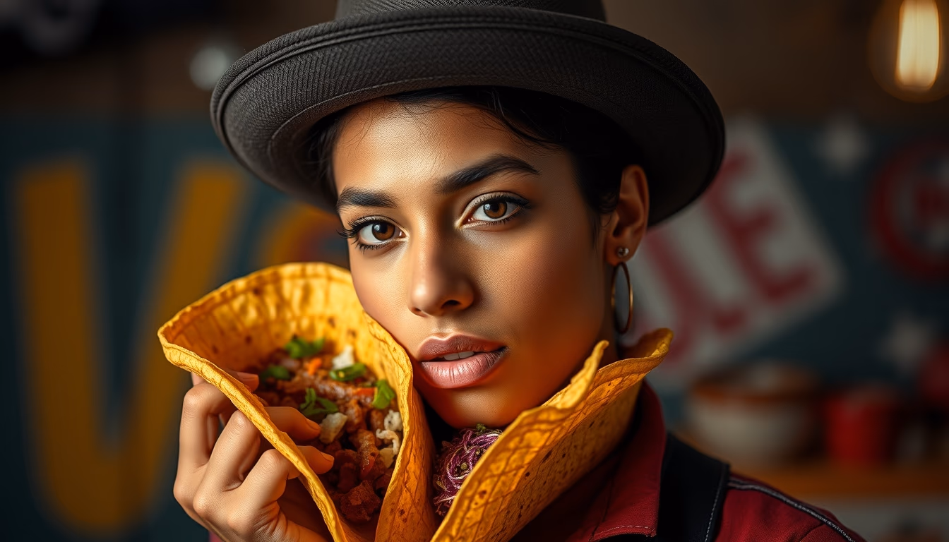 tacos street style in editorial style