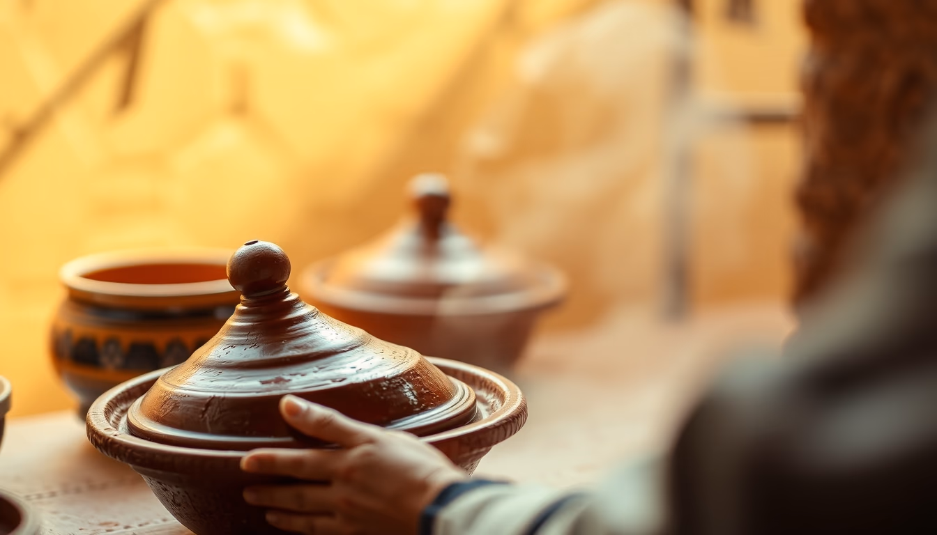 tagine moroccan clay in editorial style
