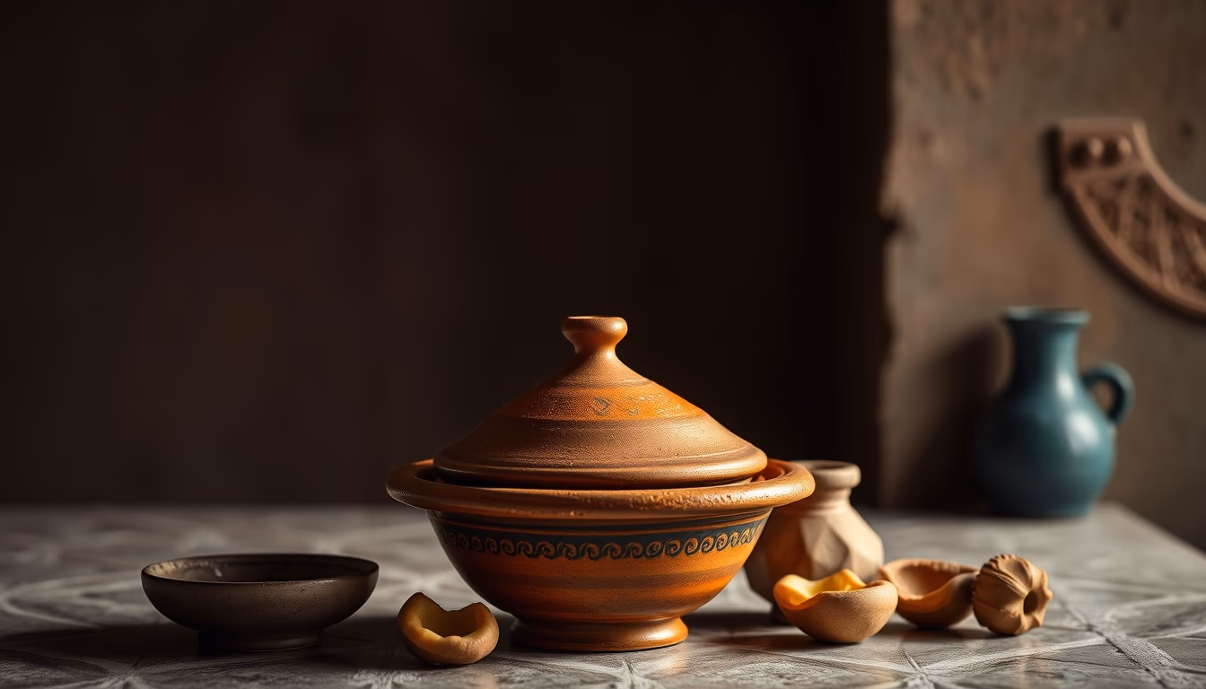 tagine moroccan clay in editorial style