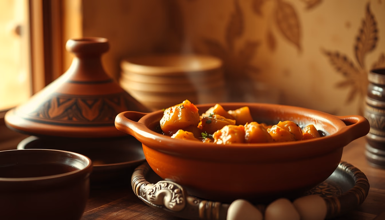 tagine moroccan clay in editorial style