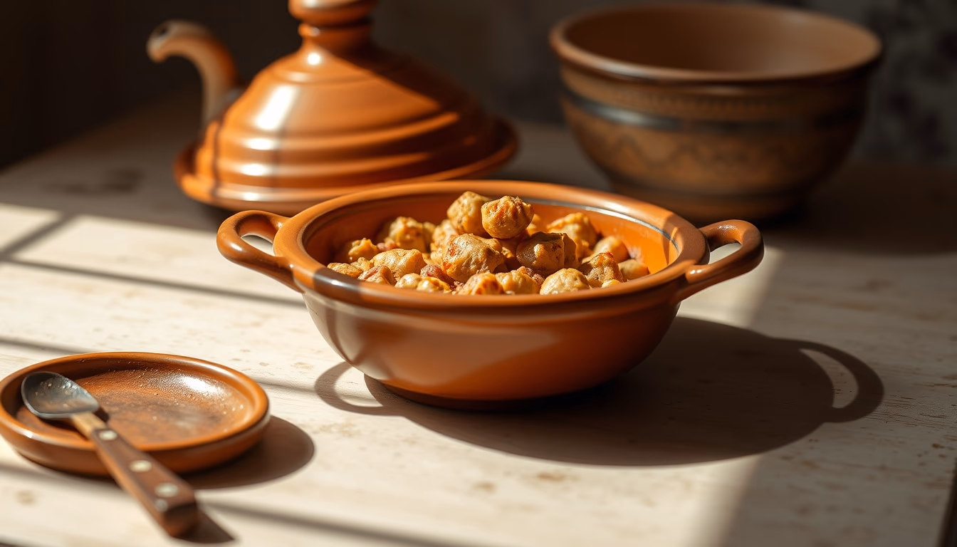 tagine moroccan clay in editorial style