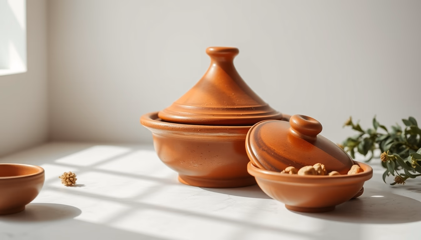 tagine moroccan clay in editorial style