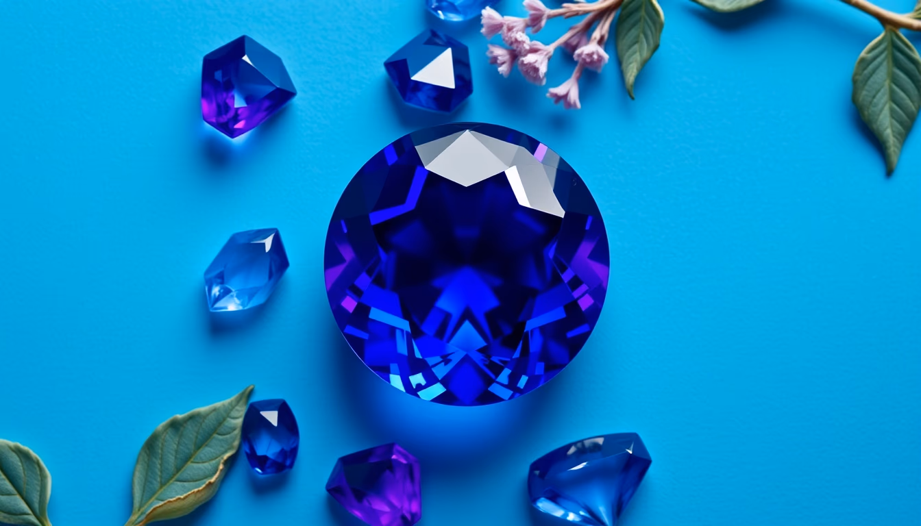 tanzanite blue purple in editorial style