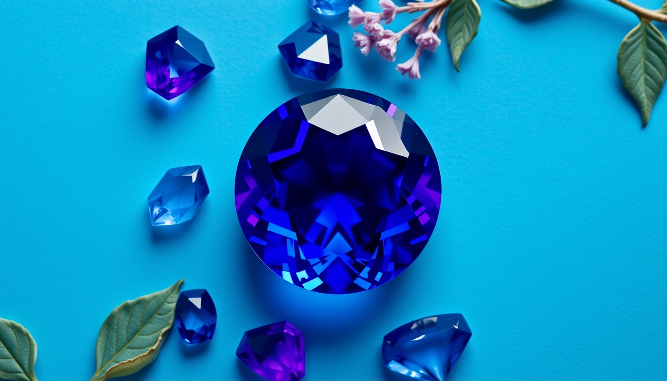 tanzanite blue purple in editorial style