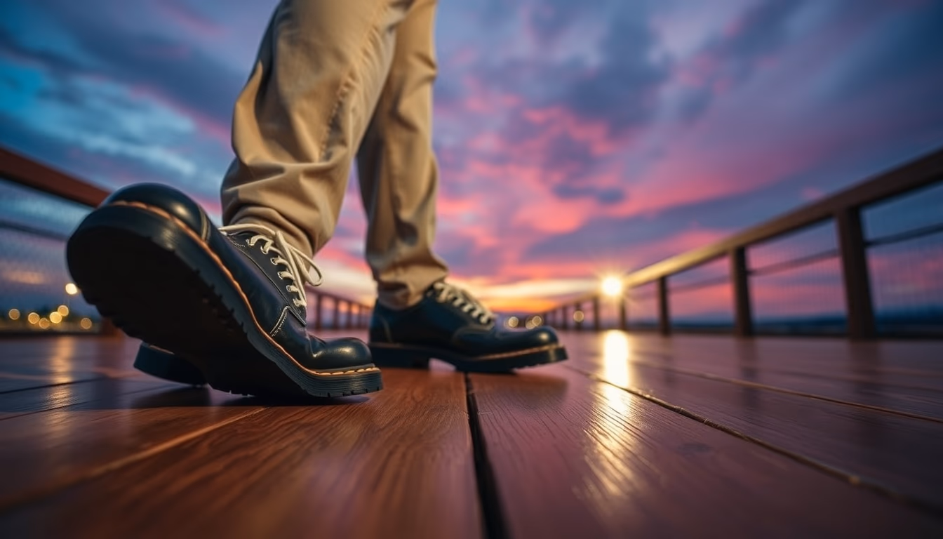 tap shoes wooden floor in editorial style