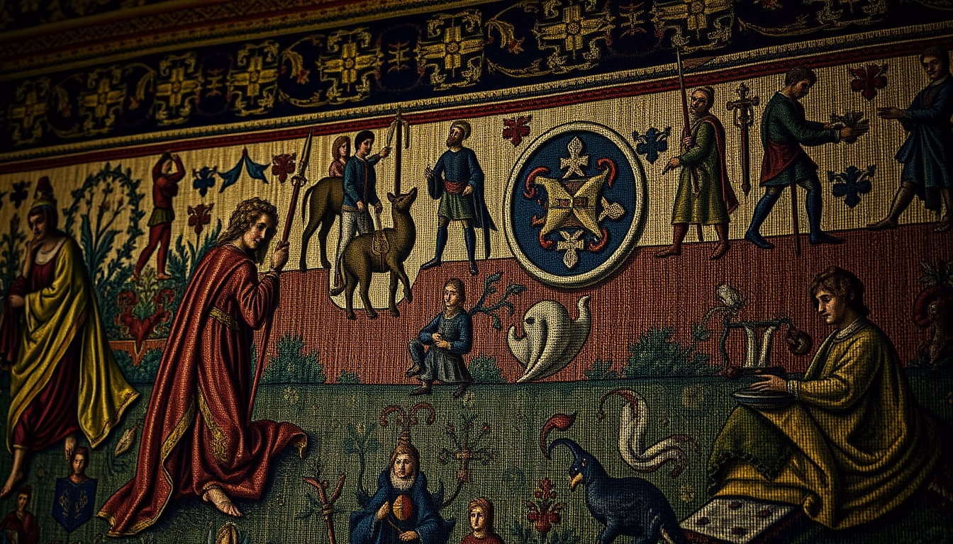 tapestry medieval flemish in editorial style