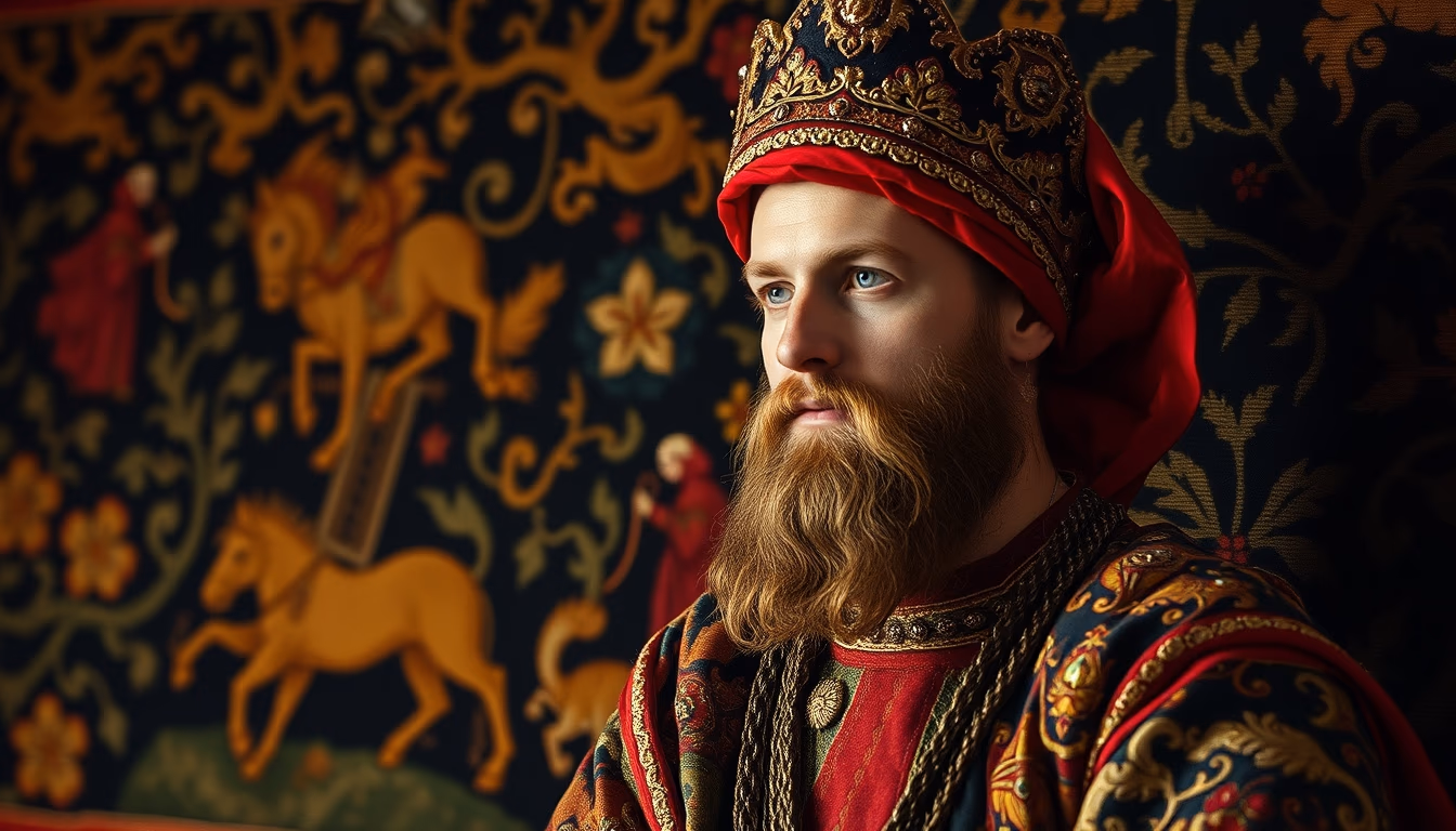 tapestry medieval flemish in editorial style