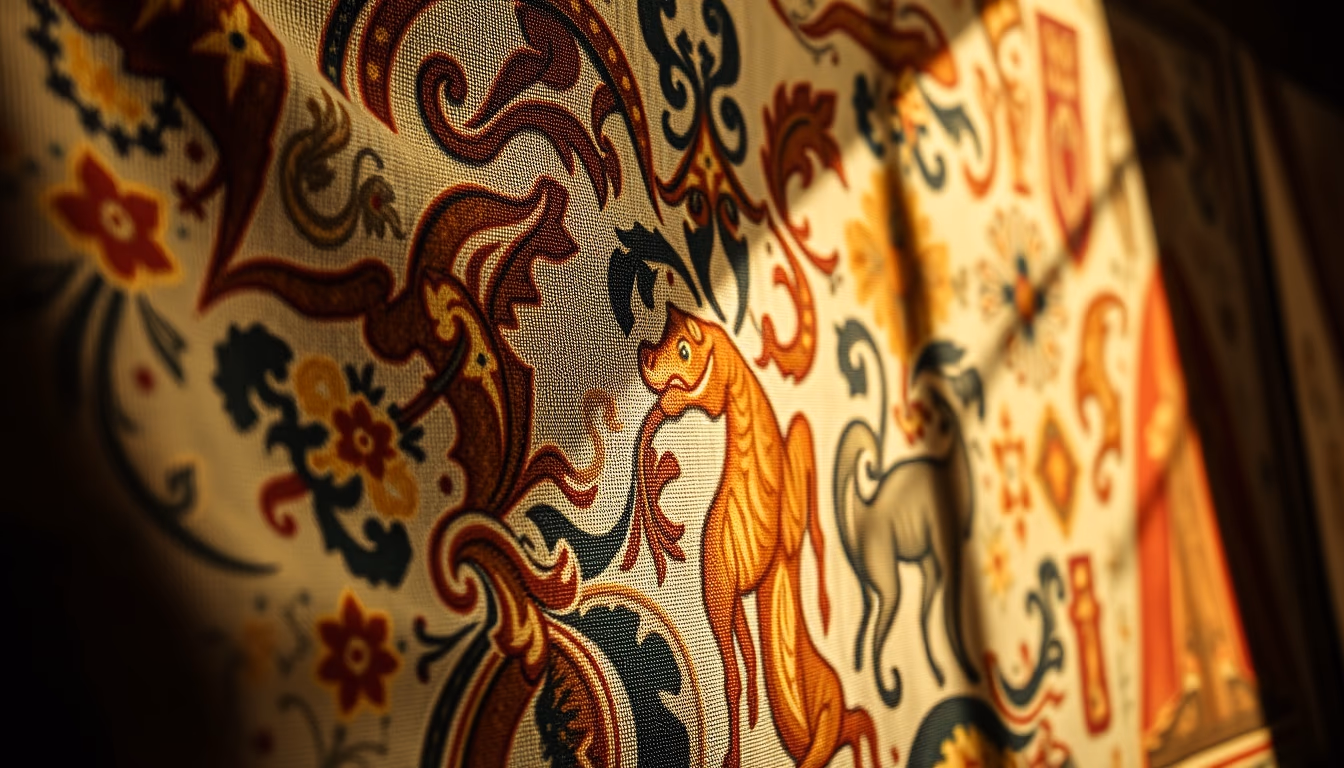 tapestry medieval flemish in editorial style