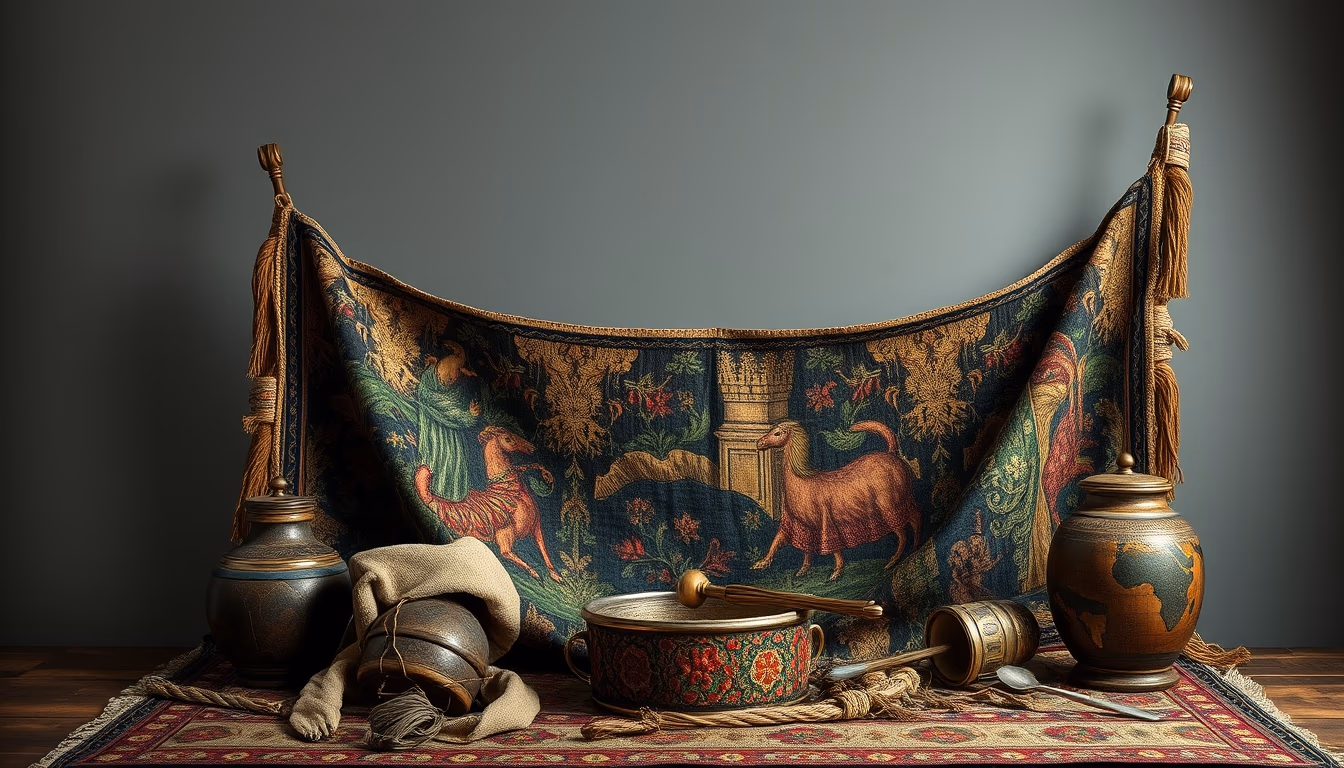 tapestry medieval flemish in editorial style