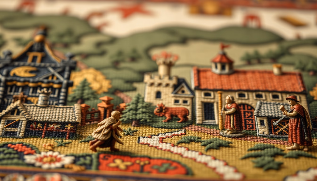 tapestry medieval flemish in editorial style