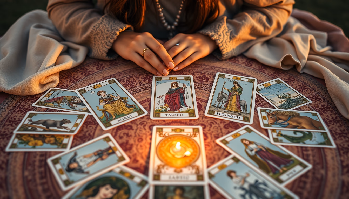 tarot cards spread in editorial style