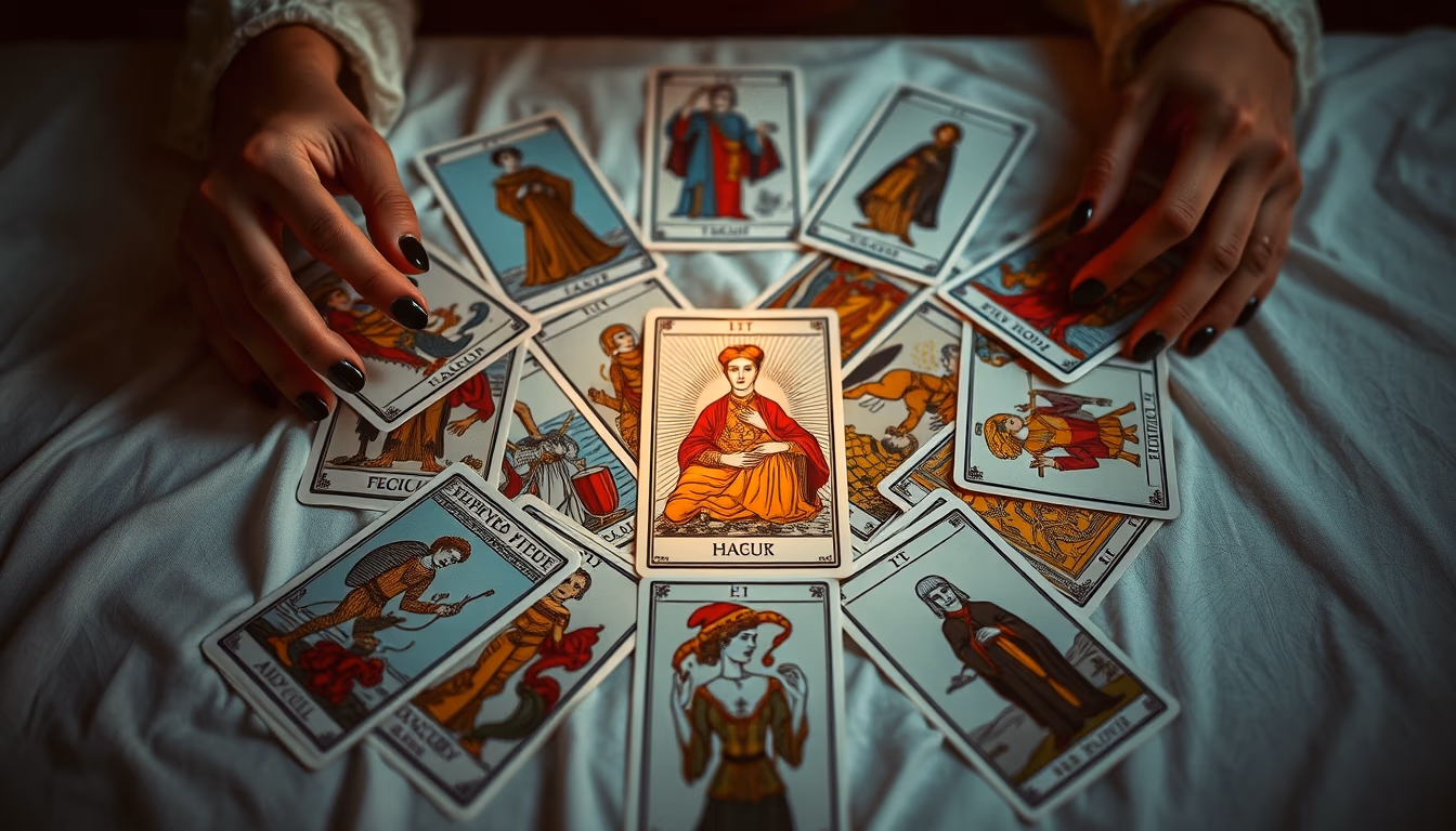tarot cards spread in editorial style