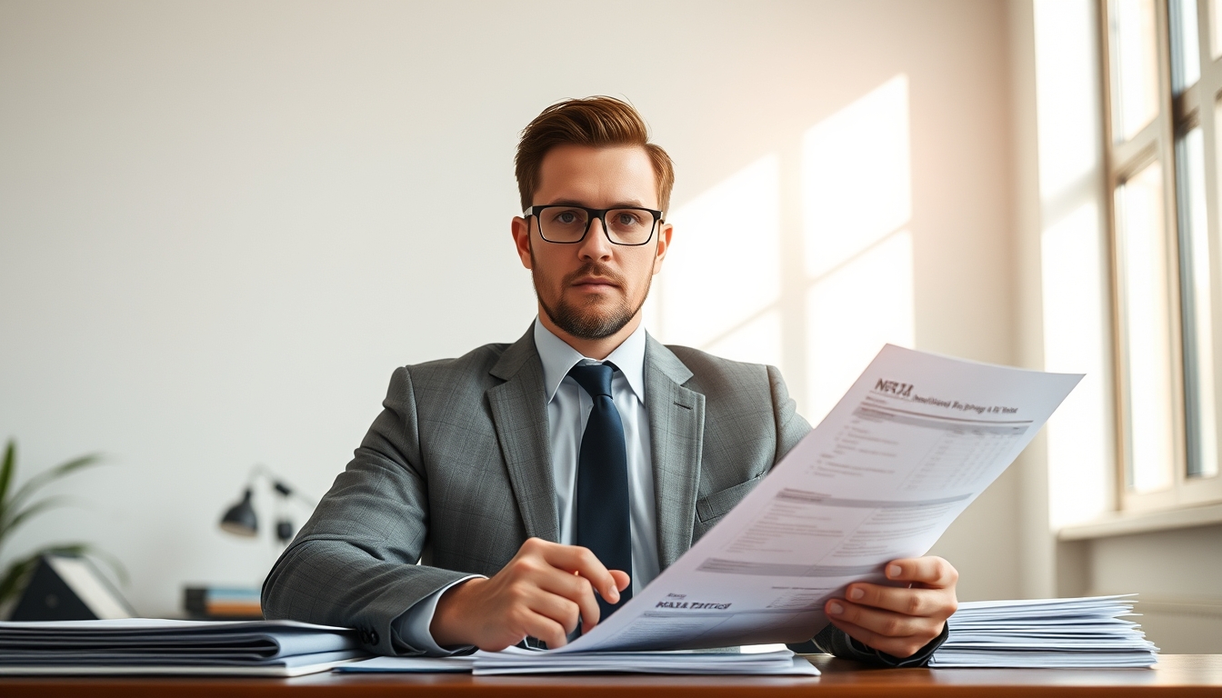 Contador tributário with crypto reports and IRPF forms em estilo editorial