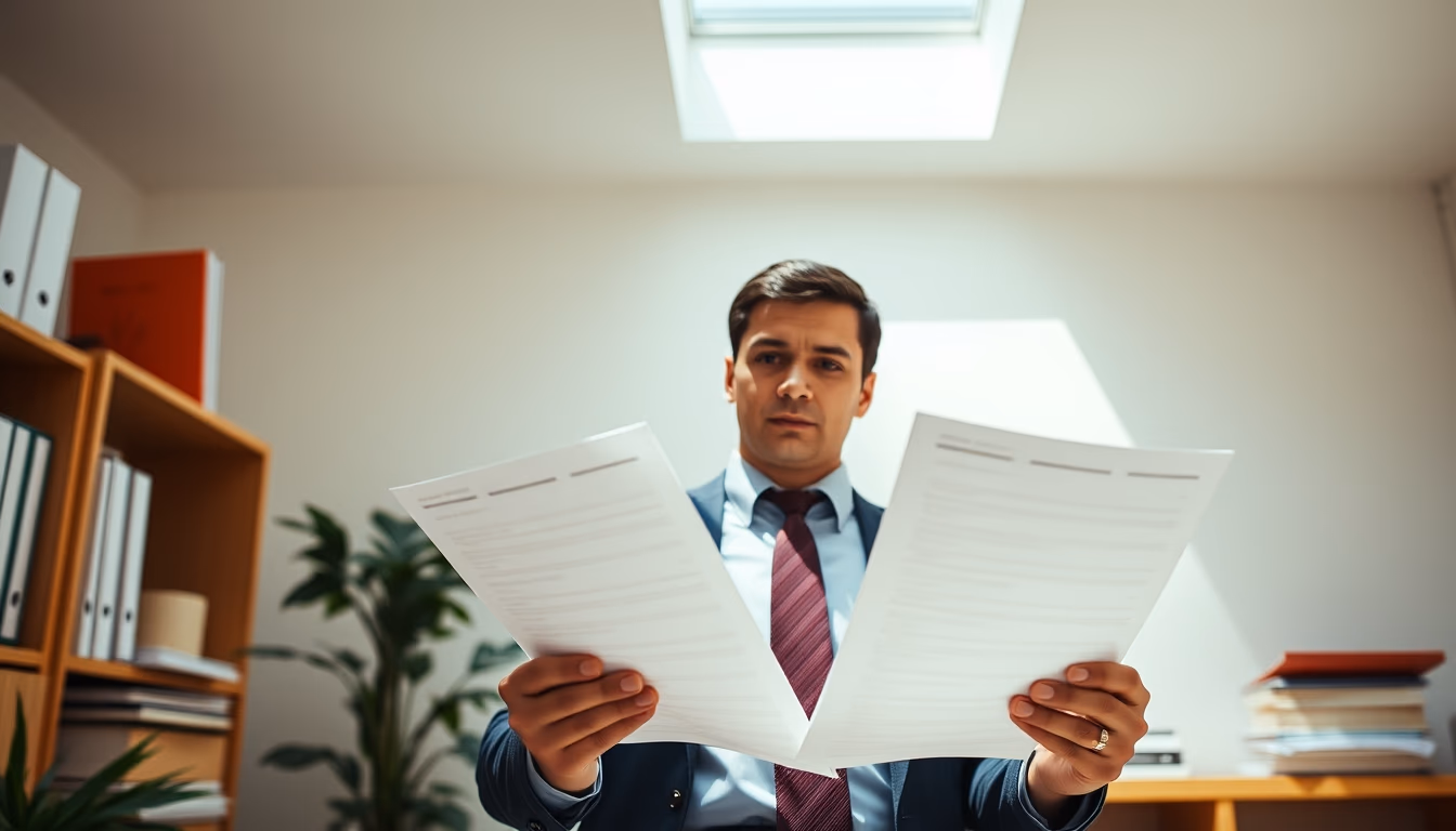 tax accountant with crypto reports and tax forms in editorial style