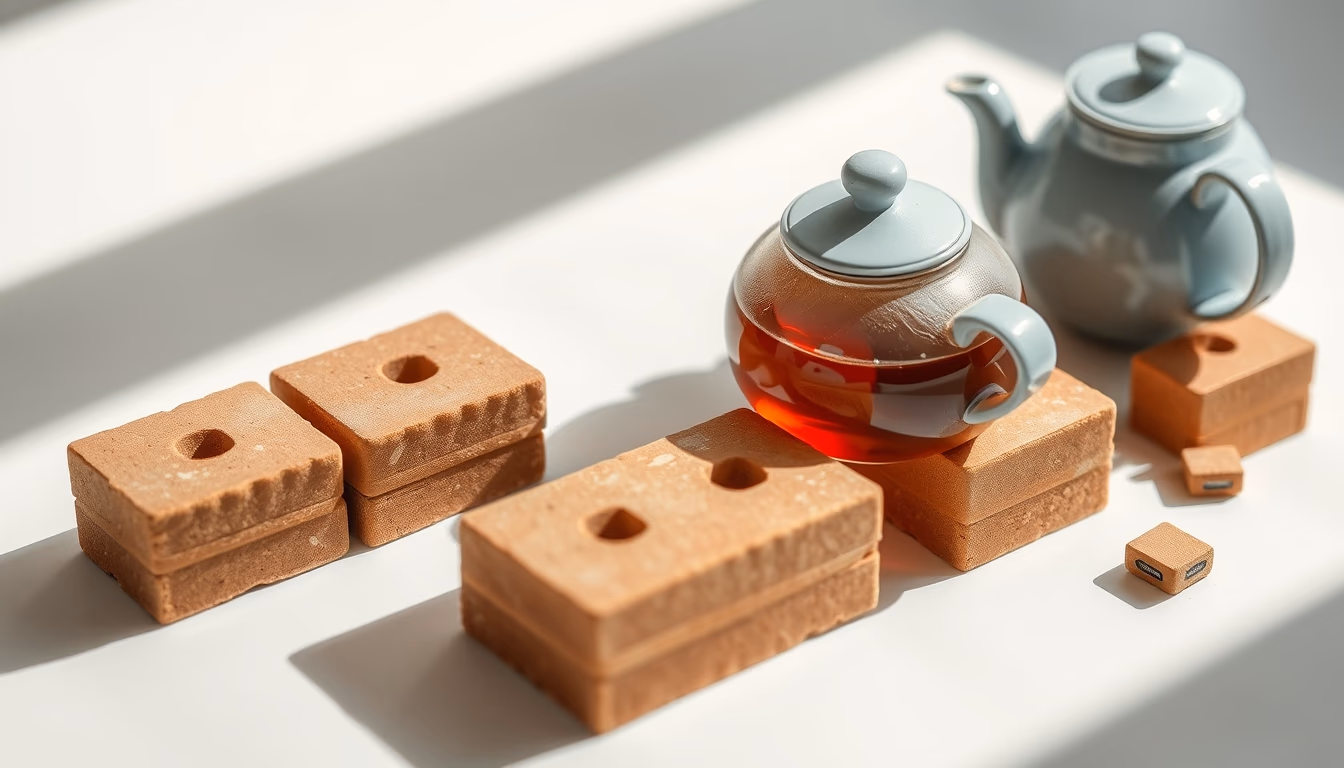 tea bricks china in editorial style