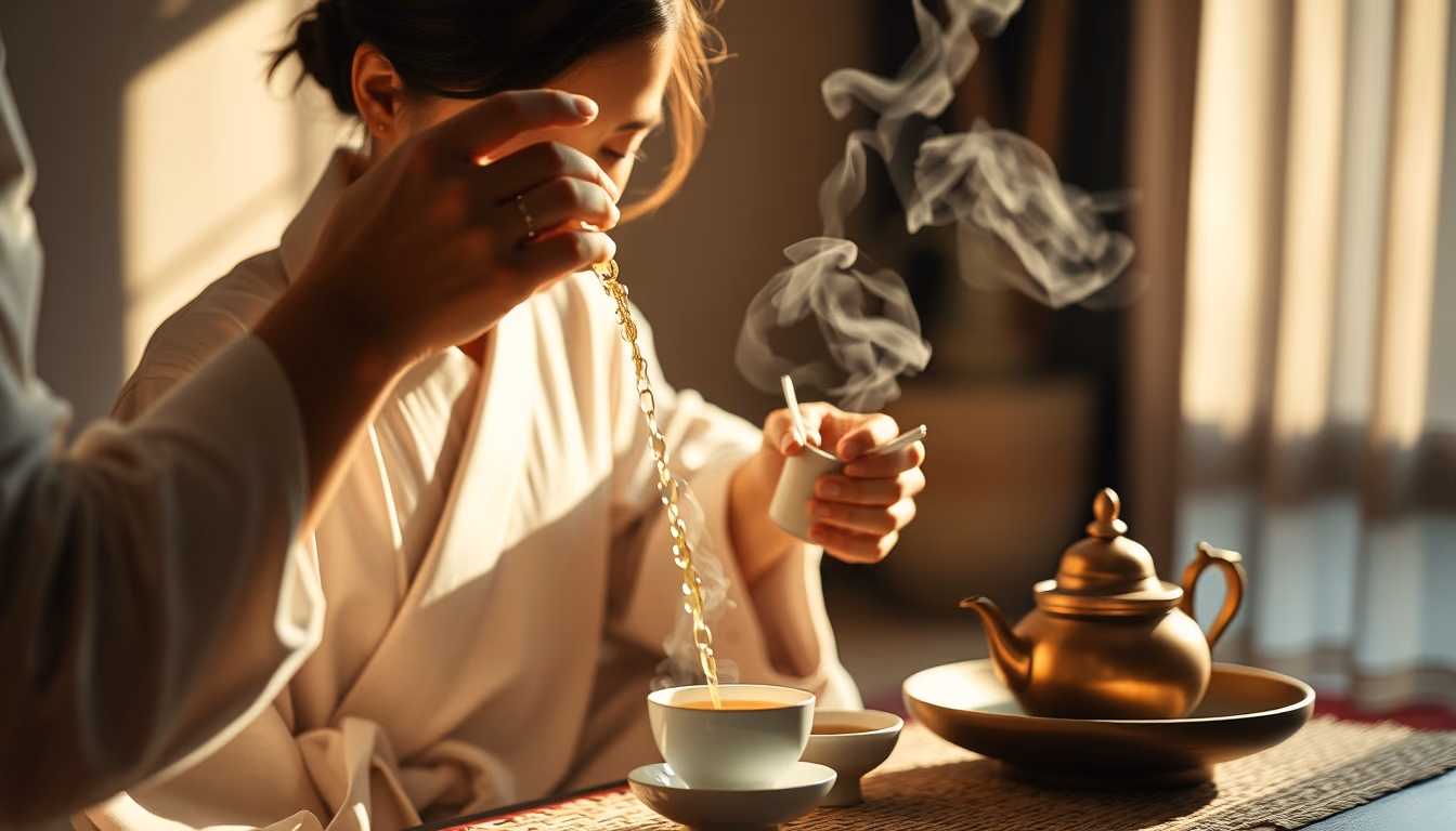 tea ritual ceremony in editorial style