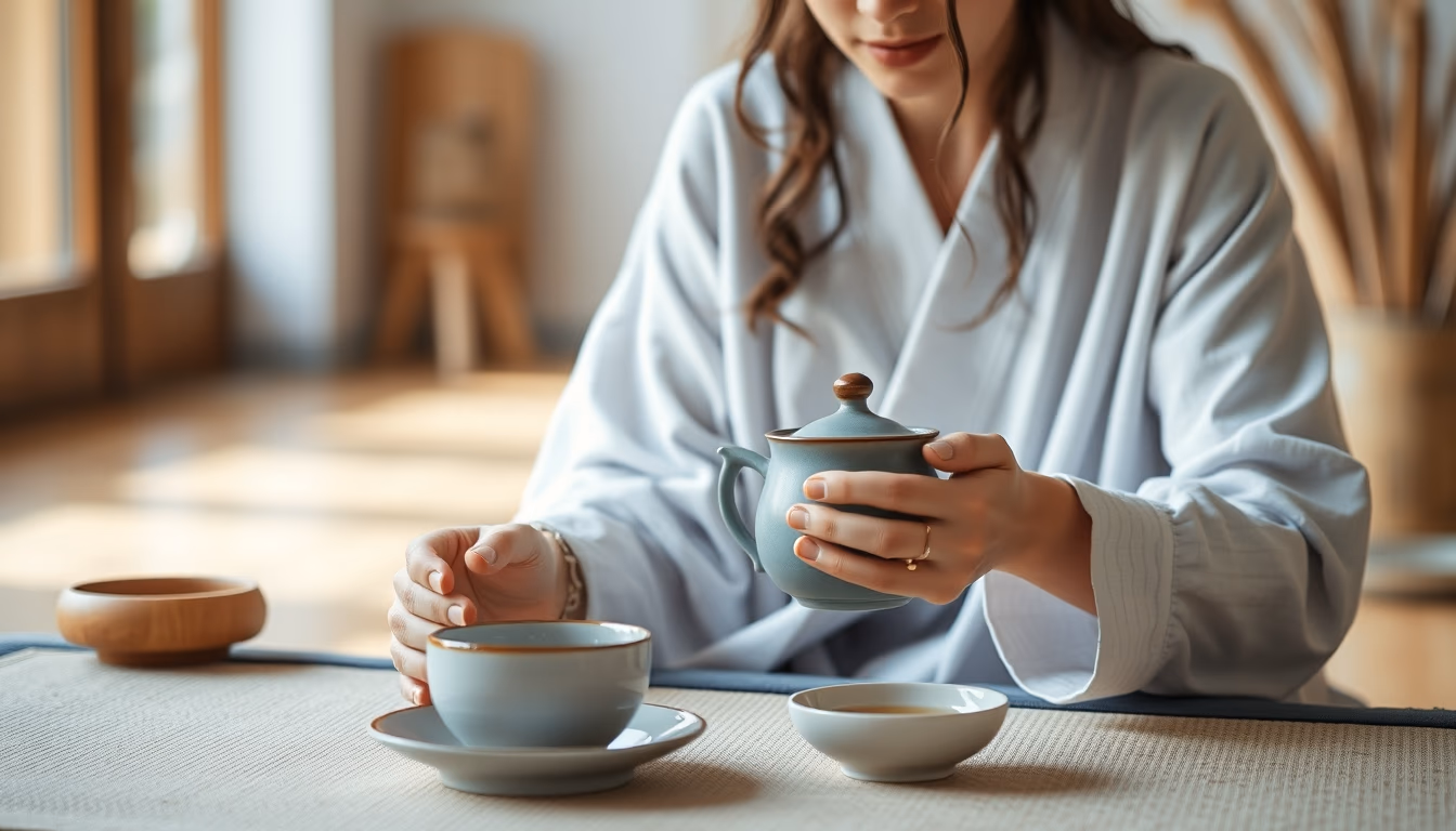 tea ritual ceremony in editorial style