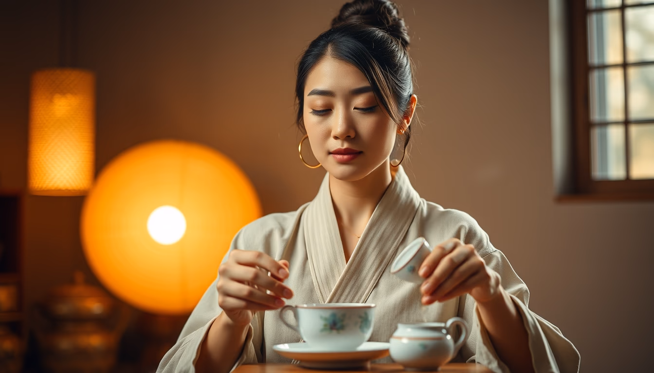 tea ritual ceremony in editorial style