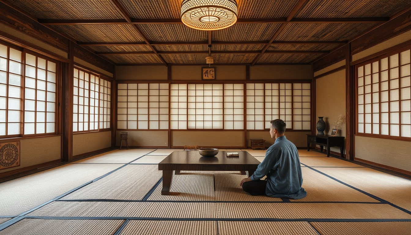 tea room tatami in editorial style