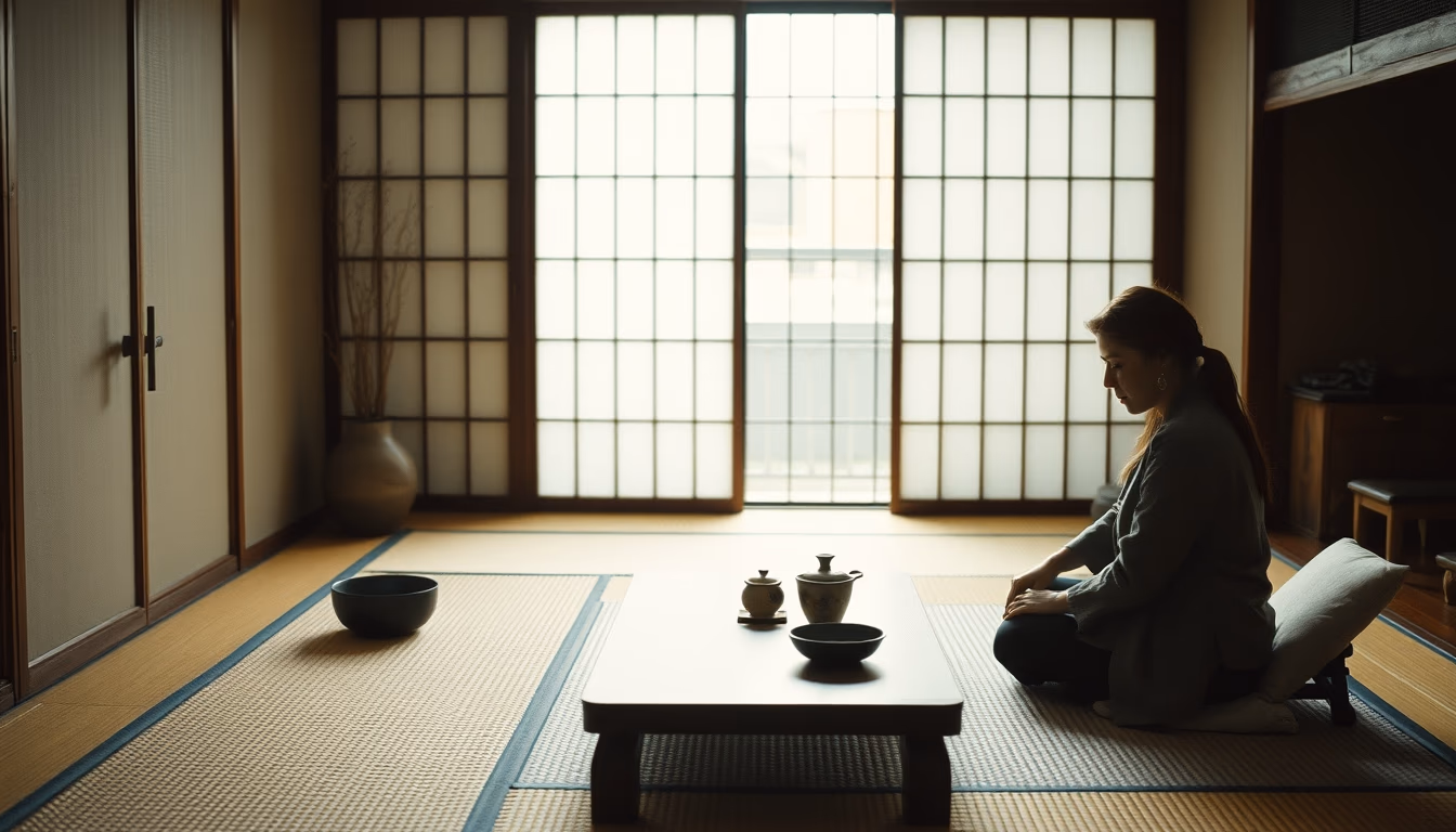 tea room tatami in editorial style