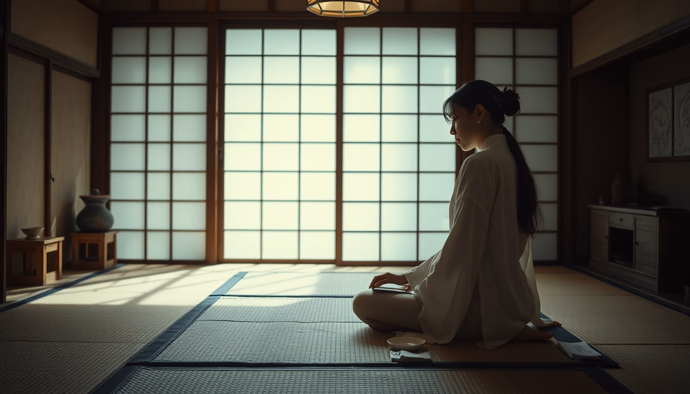 tea room tatami in editorial style