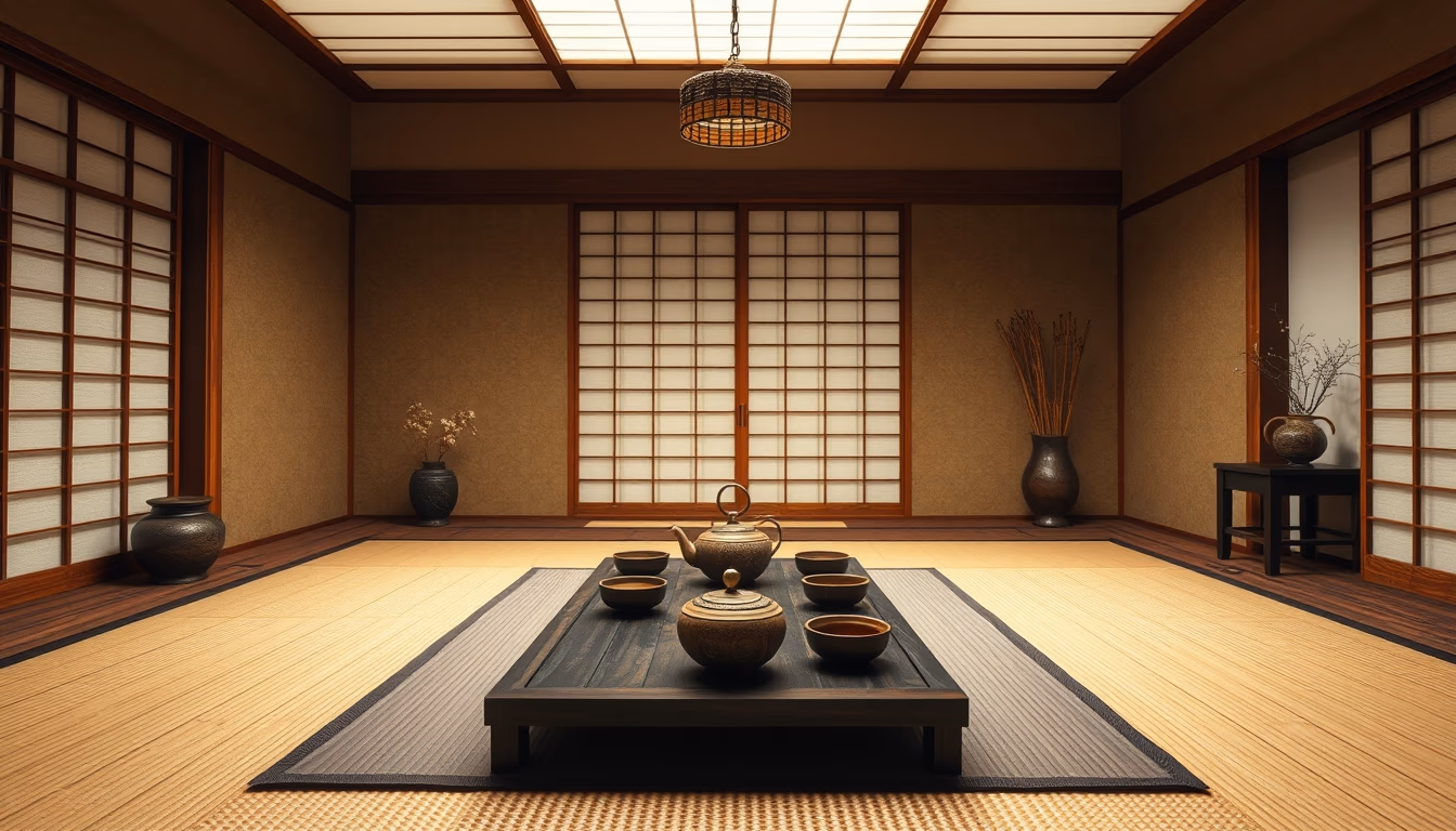 tea room tatami in editorial style