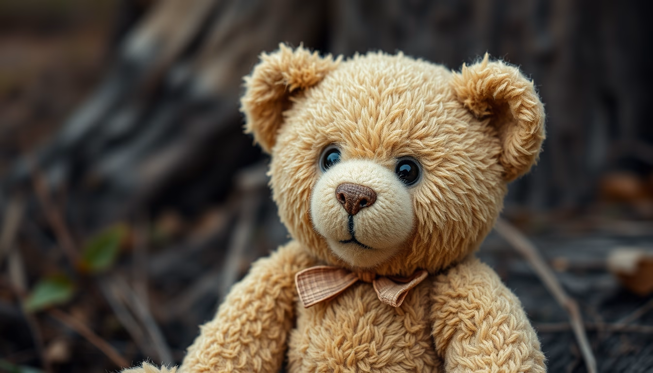 teddy bear vintage worn in editorial style