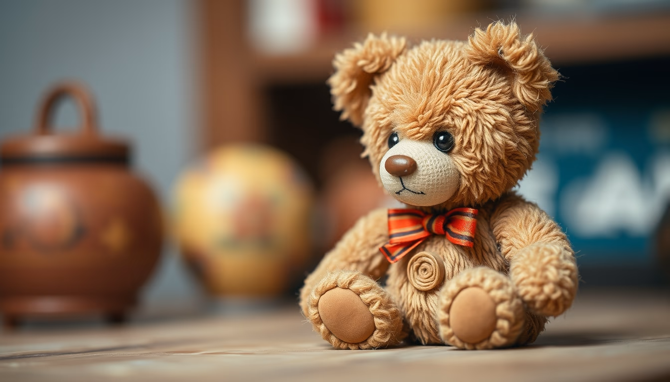 teddy bear vintage worn in editorial style