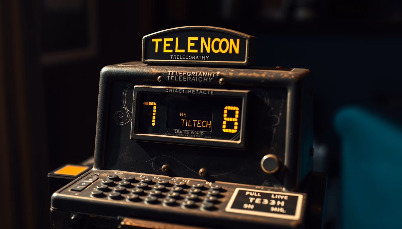 telegraph machine ticker in editorial style