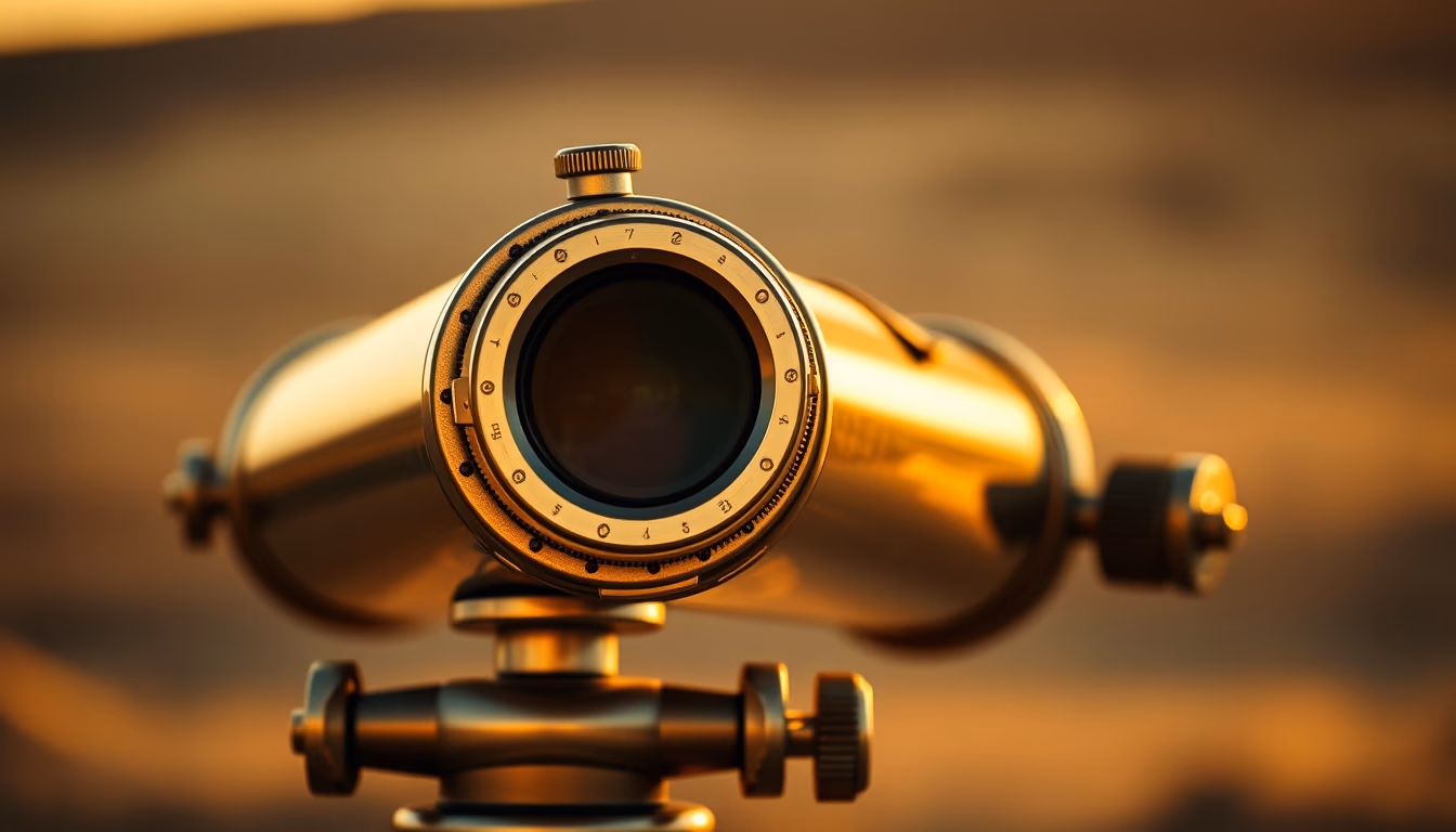 telescope vintage brass in editorial style