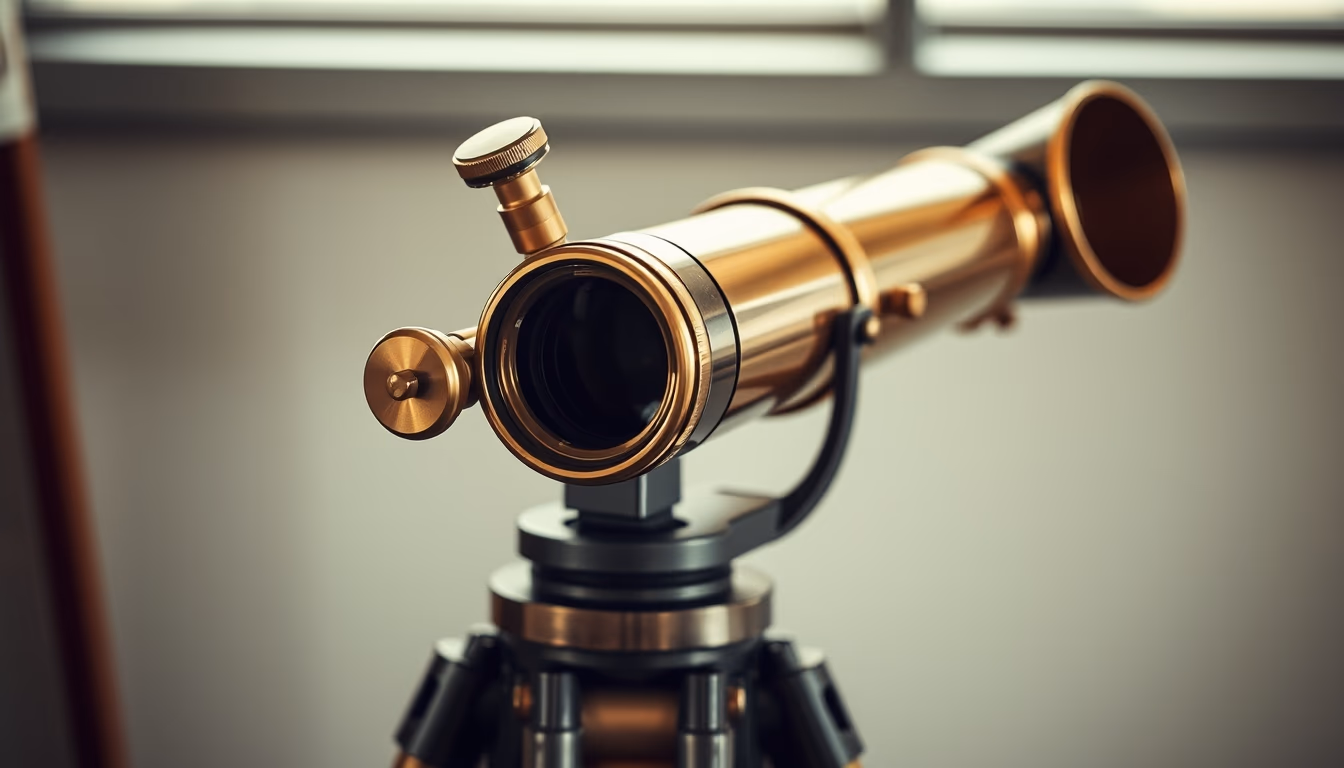 telescope vintage brass in editorial style