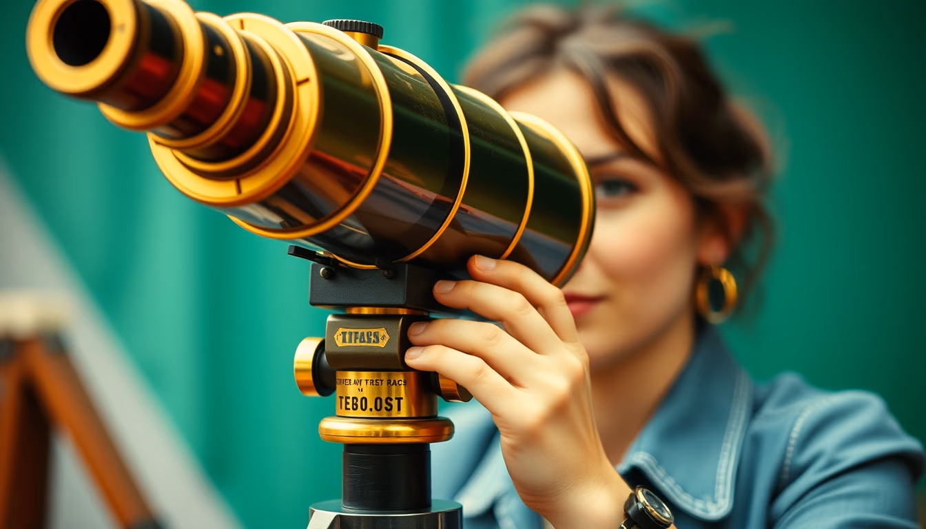 telescope vintage brass in editorial style