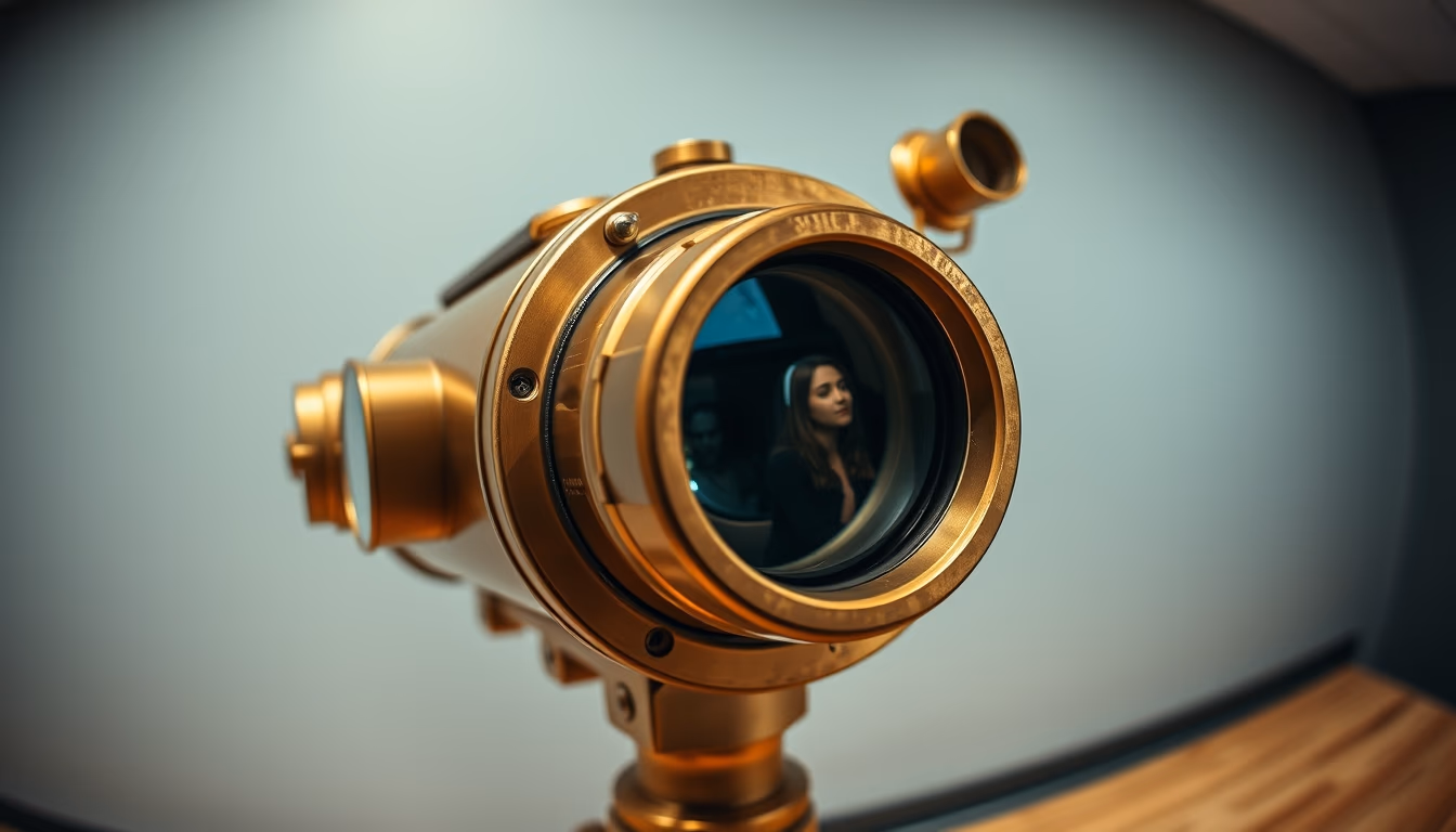 telescope vintage brass in editorial style