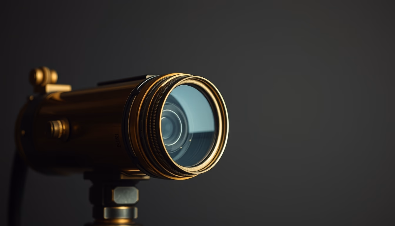 telescope vintage brass in editorial style