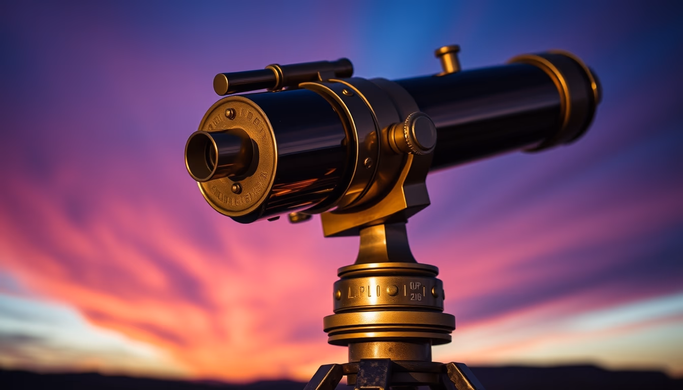 telescope vintage brass in editorial style